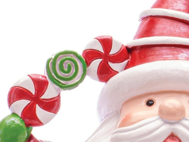 Set of Two White Green And Red Plastic Christmas Santa Tabletop Sculpture with LED