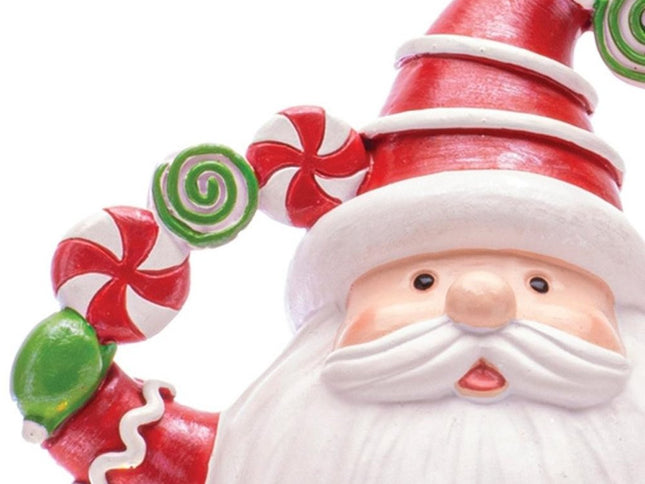 Set of Two White Green And Red Plastic Christmas Santa Tabletop Sculpture with LED