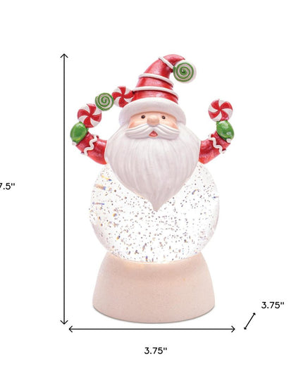 Set of Two White Green And Red Plastic Christmas Santa Tabletop Sculpture with LED