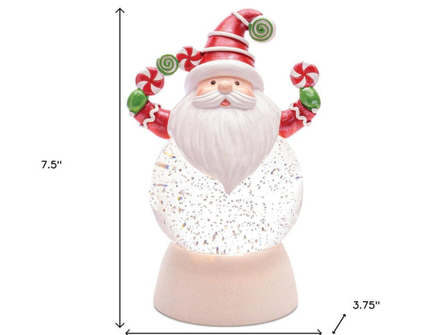 Set of Two White Green And Red Plastic Christmas Santa Tabletop Sculpture with LED