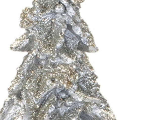 Set of Two Silver And Gold Polyresin Trees Tabletop Sculpture