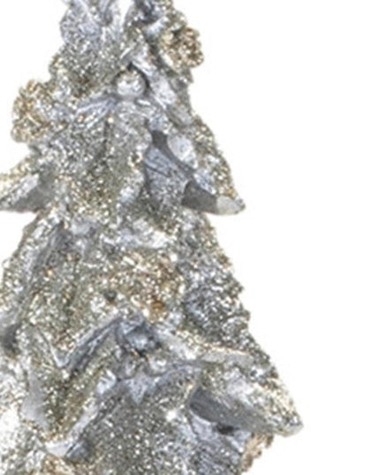 Set of Two Silver And Gold Polyresin Trees Tabletop Sculpture