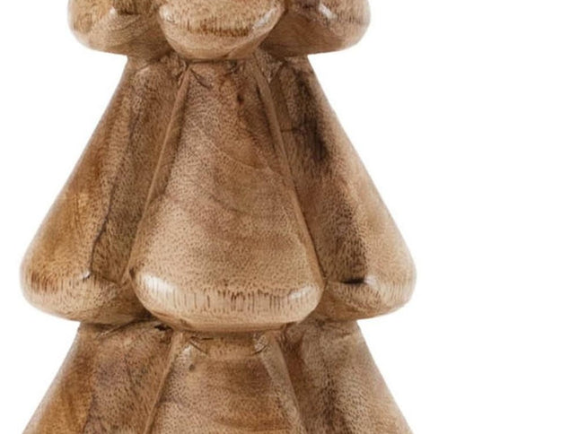 Set of Two Brown Wood Trees Tabletop Sculpture