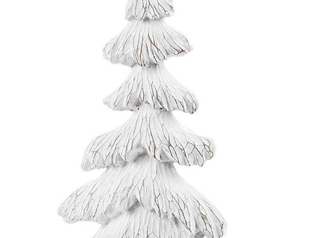 Set of Two White Polyresin Trees Tabletop Sculpture