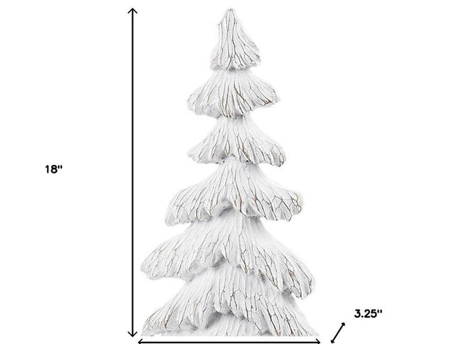 Set of Two White Polyresin Trees Tabletop Sculpture
