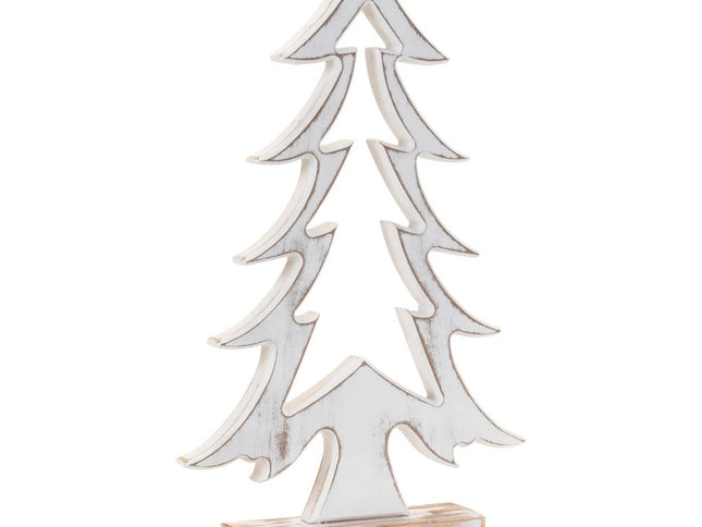 Set of Two White And Beige Trees Tabletop Sculpture