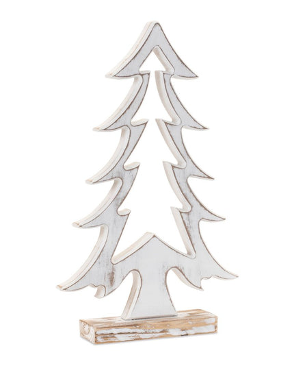 Set of Two White And Beige Trees Tabletop Sculpture