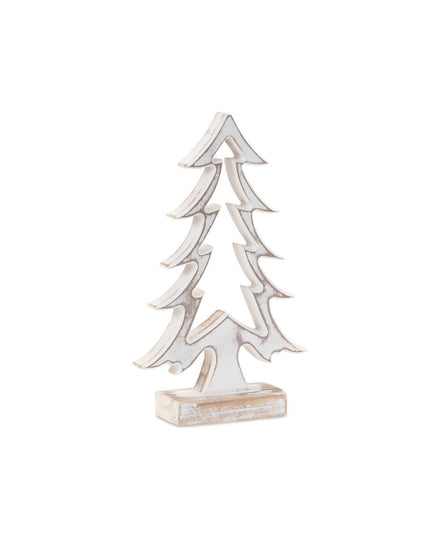 Set of Two White And Beige Trees Tabletop Sculpture