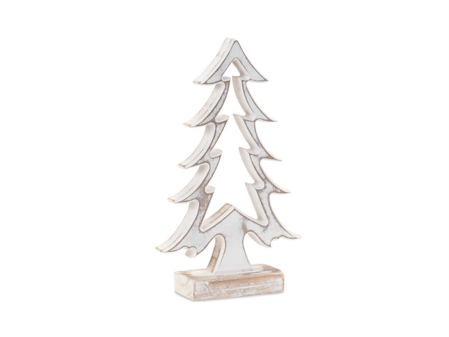 Set of Two White And Beige Trees Tabletop Sculpture