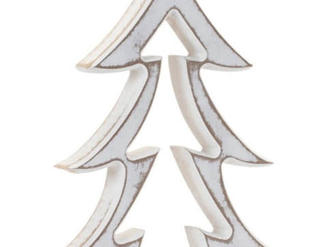 Set of Two White And Beige Trees Tabletop Sculpture