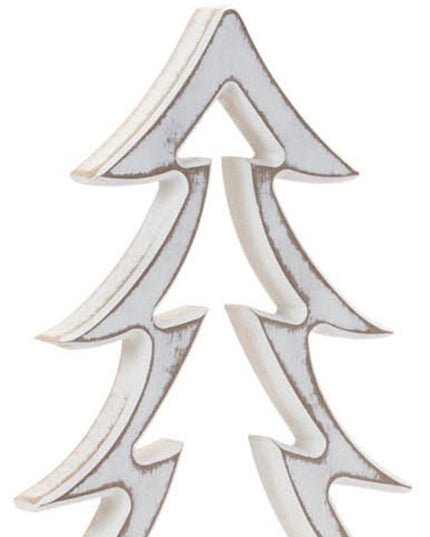 Set of Two White And Beige Trees Tabletop Sculpture