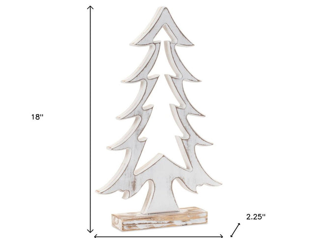 Set of Two White And Beige Trees Tabletop Sculpture