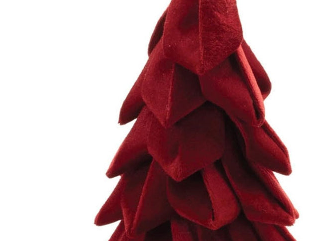 Set of Two Red Fabric Trees Tabletop Sculpture