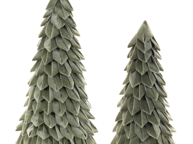 Set of Two Green Fabric Trees Tabletop Sculpture