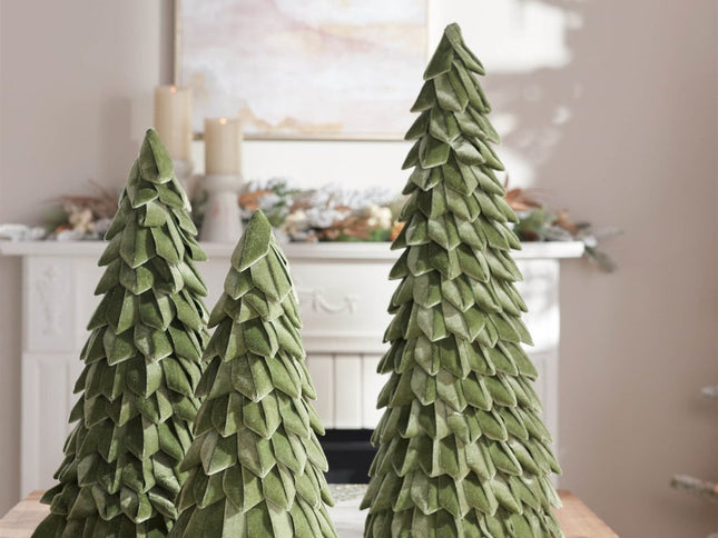 Set of Two Green Fabric Trees Tabletop Sculpture