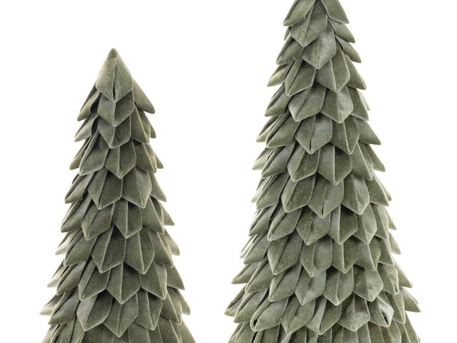 Set of Two Green Fabric Trees Tabletop Sculpture