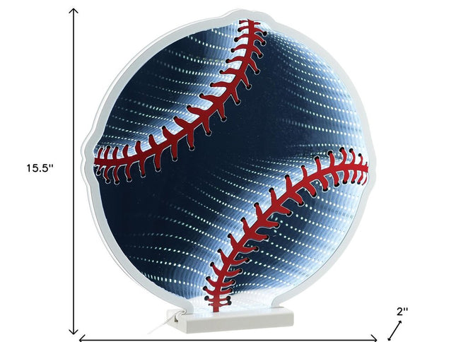 16" Red And White Acrylic Baseball Tabletop Sign with LED
