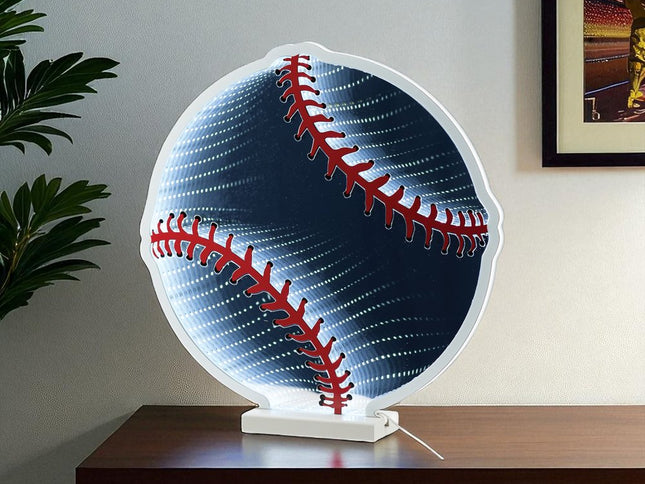 16" Red And White Acrylic Baseball Tabletop Sign with LED