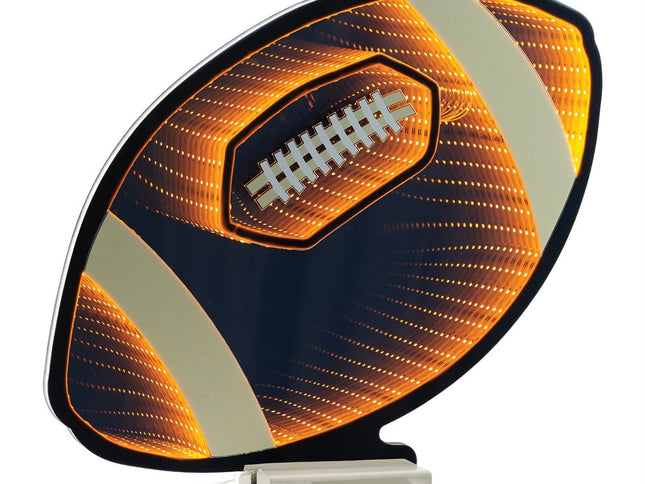 14" Black Orange And White Acrylic Football Tabletop Sign with LED