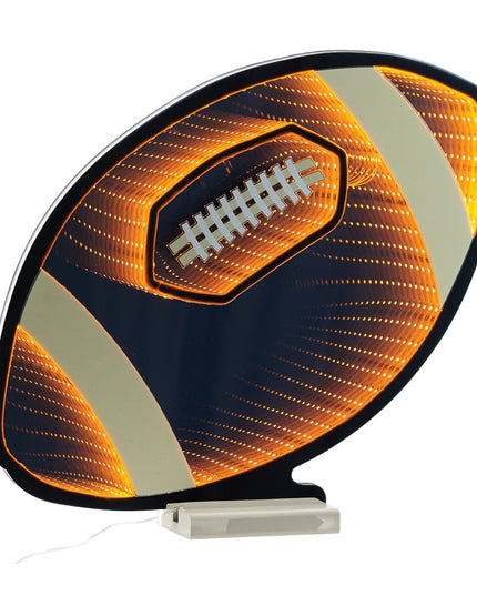 14" Black Orange And White Acrylic Football Tabletop Sign with LED