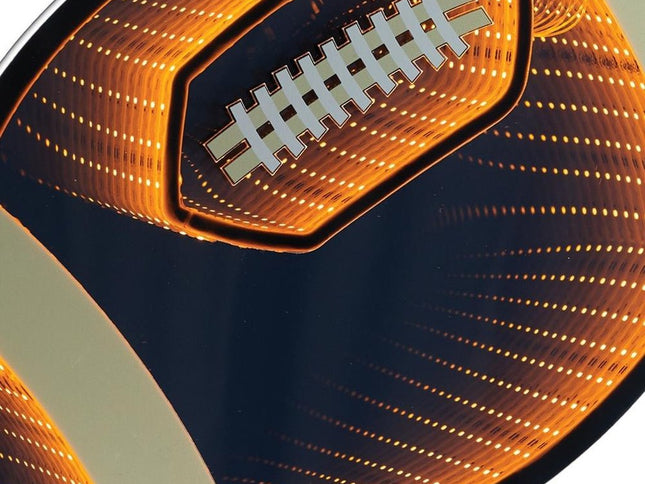 14" Black Orange And White Acrylic Football Tabletop Sign with LED