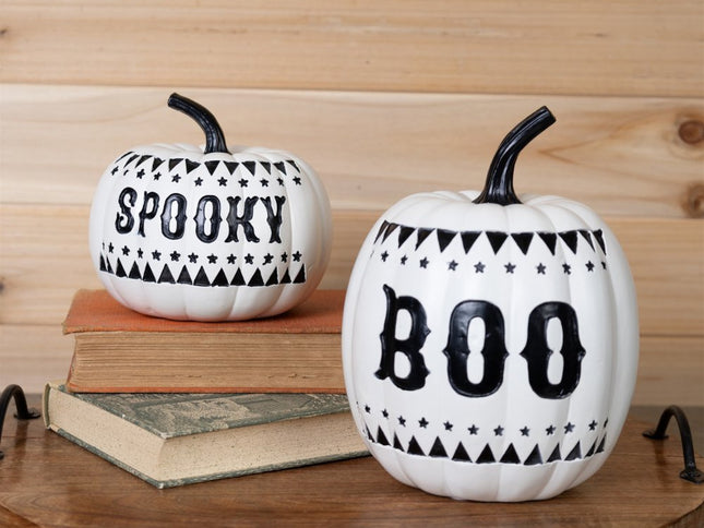 Set of Two White And Black Polyresin Tabletop Sculpture