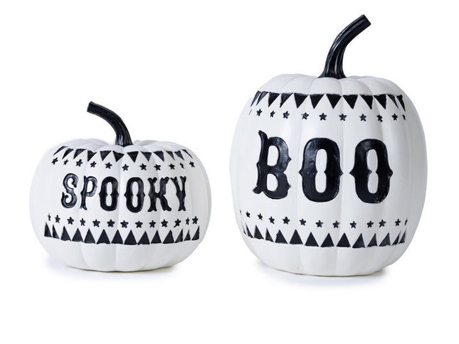 Set of Two White And Black Polyresin Tabletop Sculpture