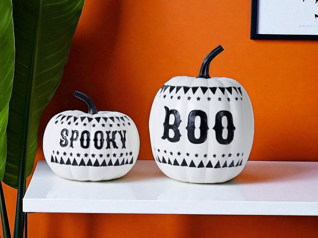 Set of Two White And Black Polyresin Tabletop Sculpture