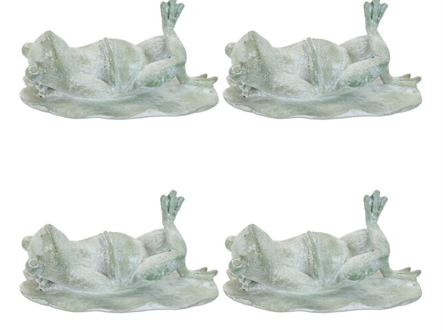 Set of Four Green Polyresin Frog Figurine