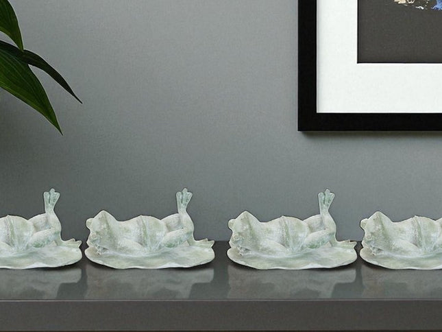 Set of Four Green Polyresin Frog Figurine