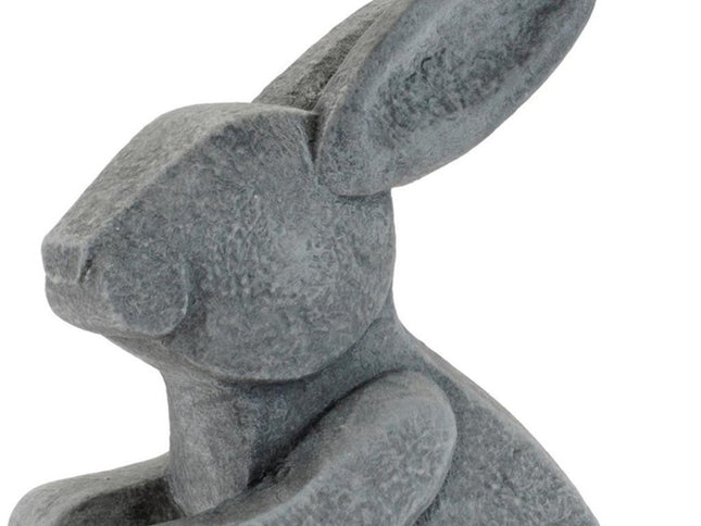Set of Two Gray Polyresin Rabbit Figurine