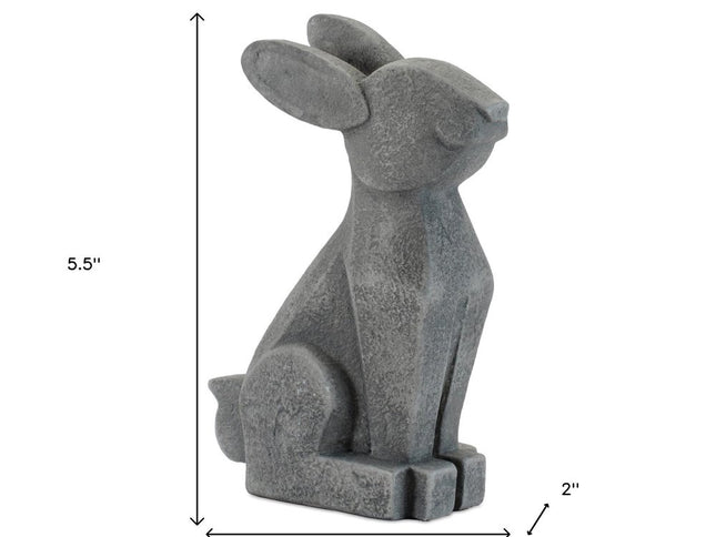 Set of Two Gray Polyresin Rabbit Figurine