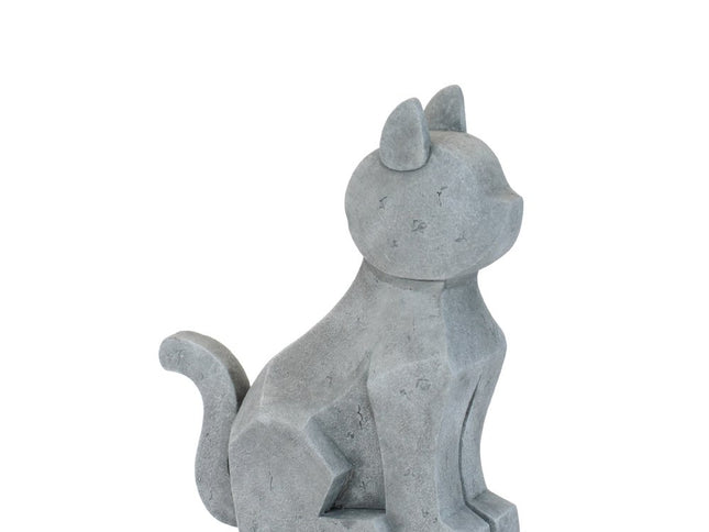 Set of Two Gray Polyresin Cat And Dog Figurines