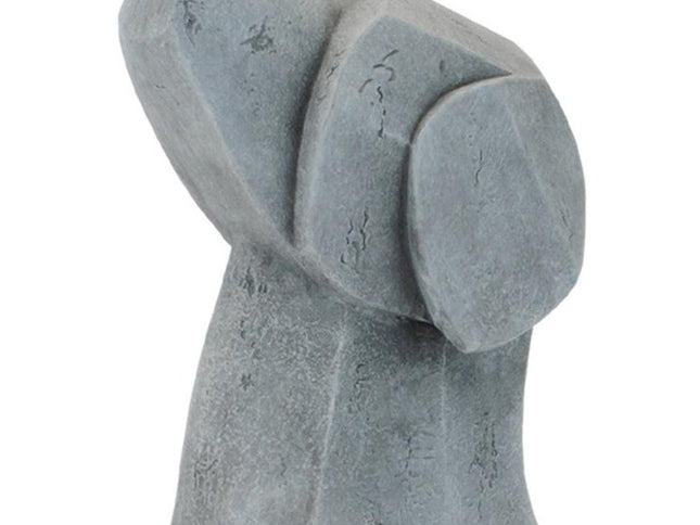 Set of Two Gray Polyresin Cat And Dog Figurines