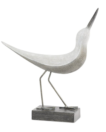 Set of Two White Polyresin Bird Figurine