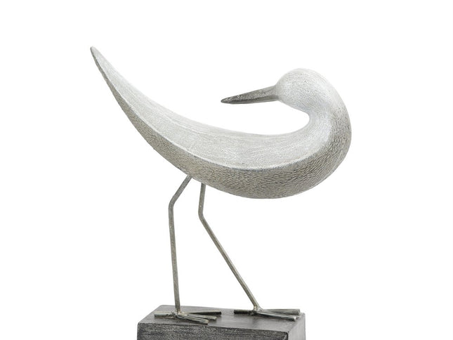 Set of Two White Polyresin Bird Figurine