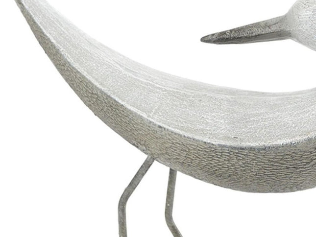 Set of Two White Polyresin Bird Figurine