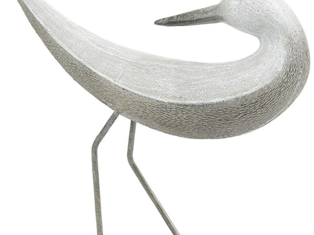 Set of Two White Polyresin Bird Figurine