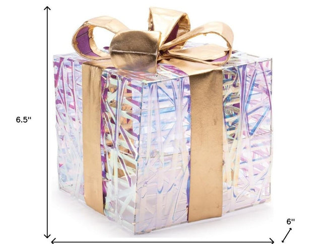 Set of Three Clear And Gold Decorative Boxes With LED