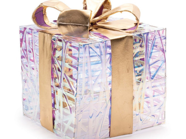 Set of Three Clear And Gold Decorative Boxes With LED