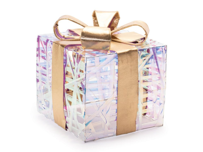 Set of Three Clear And Gold Decorative Boxes With LED