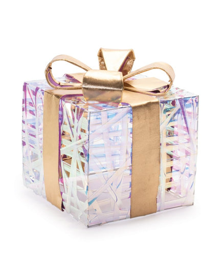 Set of Three Clear And Gold Decorative Boxes With LED