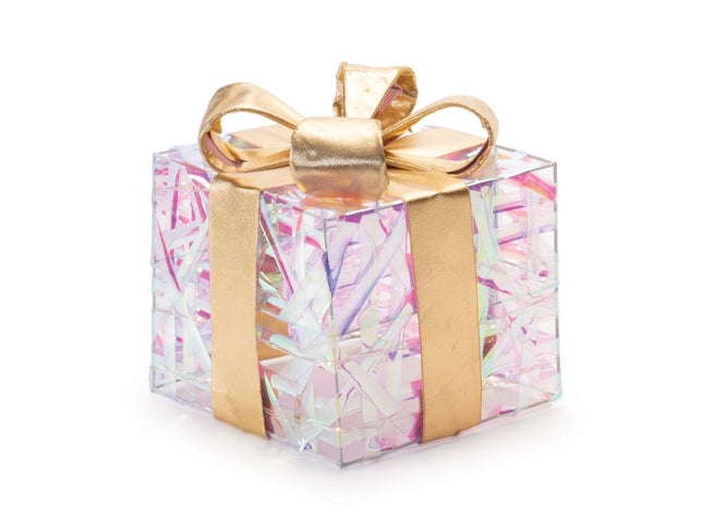 Set of Three Clear And Gold Decorative Boxes With LED