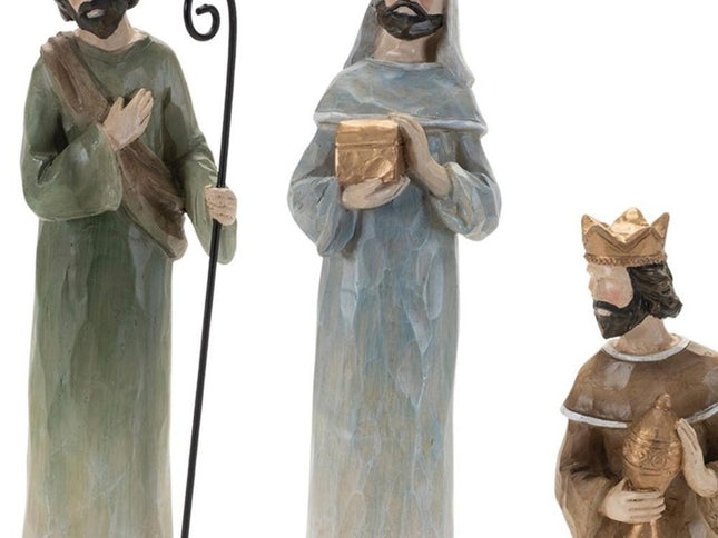 Set of Nine Beige And Gold Polyresin Figurine