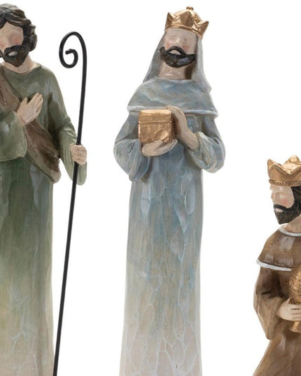 Set of Nine Beige And Gold Polyresin Figurine