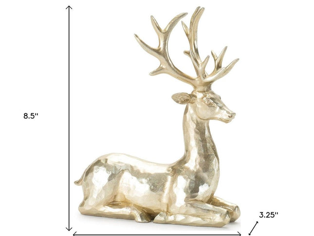 Set of Four Gold Polyresin Deer Christmas Figurine