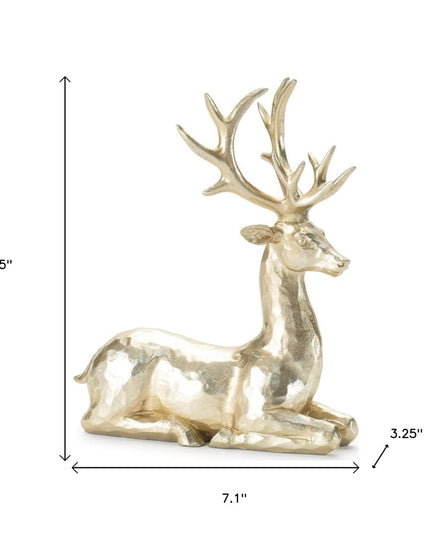 Set of Four Gold Polyresin Deer Christmas Figurine