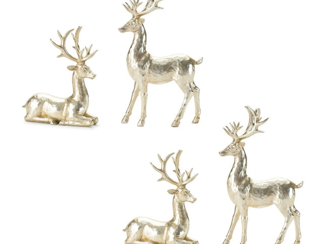 Set of Four Gold Polyresin Deer Christmas Figurine