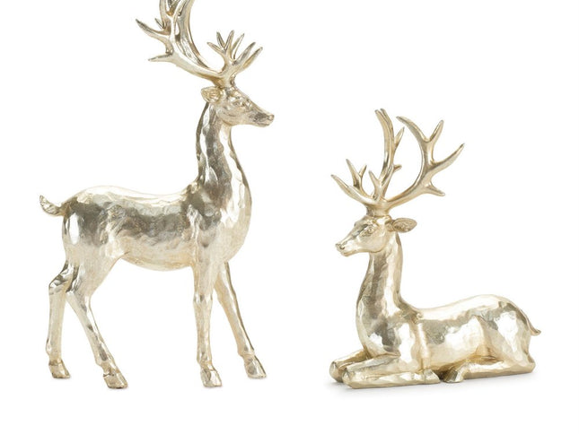 Set of Four Gold Polyresin Deer Christmas Figurine
