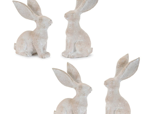 Set of Four Beige Resin Bunny Rabbit Figurines